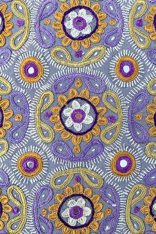 Shrujan ‘Zaya’ 40cm X 40cm Purple Toned Hand Embroidered Handloom Cotton Cushion Cover Pair - Image 3