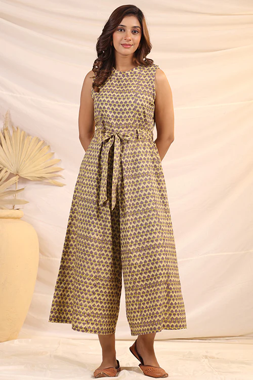 Shuddhi Beige And Violet Jumpsuit - Image 6