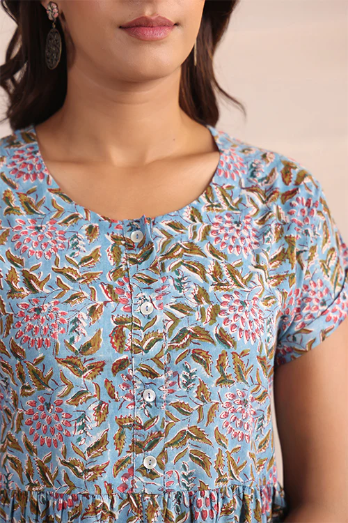Shuddhi Blue And Green Tier Dress - Image 2