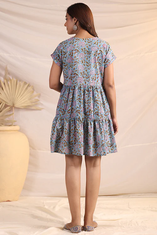 Shuddhi Blue And Green Tier Dress - Image 6
