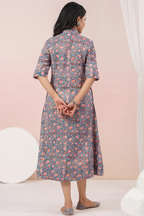 Shuddhi Blue And Peach A Line Dress - Image 7