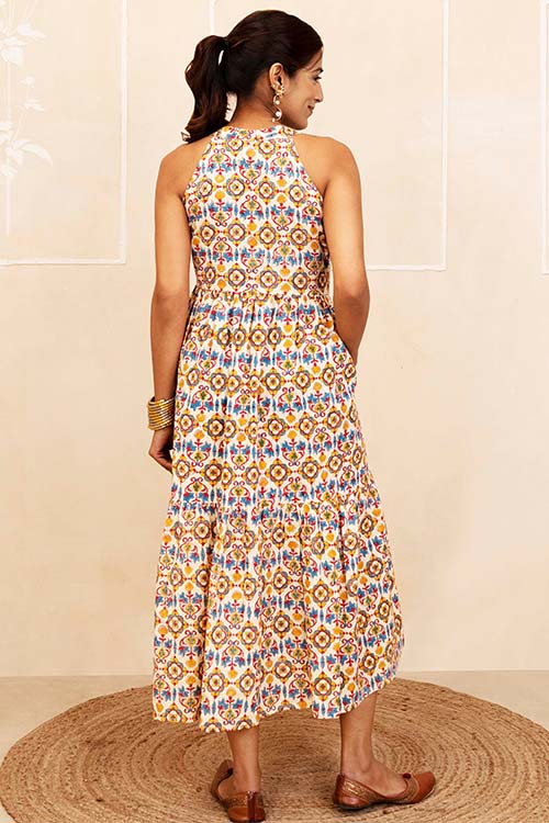 Shuddhi Blue, Red and Yellow Halter Neck Dress - Image 3