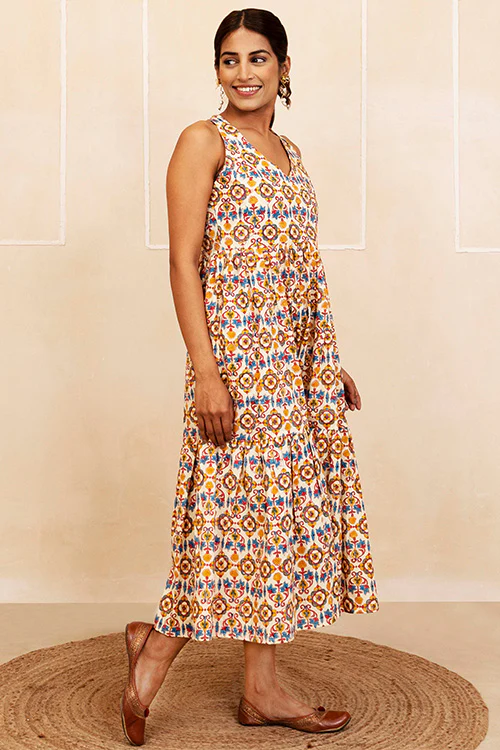 Shuddhi Blue, Red and Yellow Halter Neck Dress - Image 4