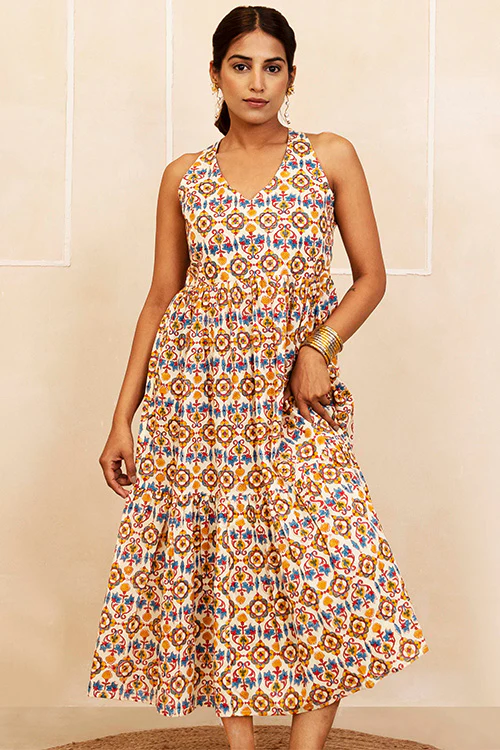 Shuddhi Blue, Red and Yellow Halter Neck Dress - Image 5