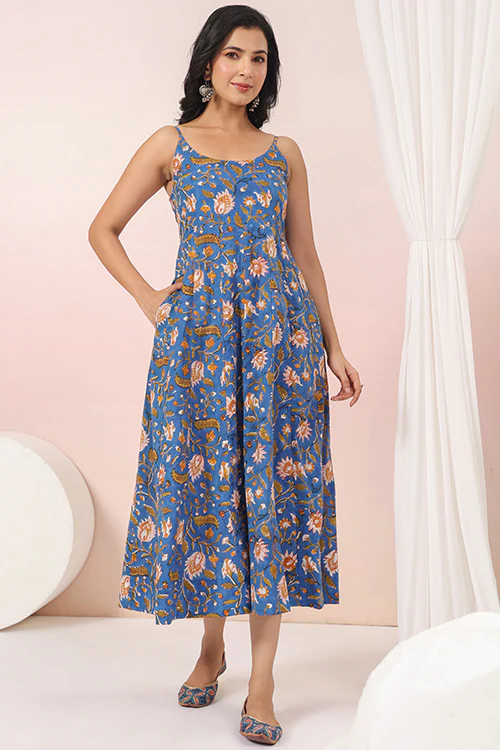 Shuddhi Blue Sphagetti Dress - Image 4