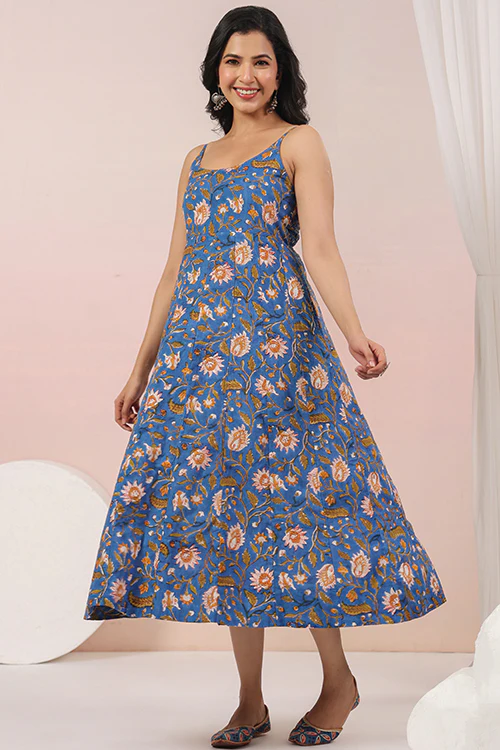 Shuddhi Blue Sphagetti Dress - Image 7