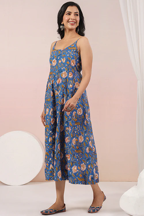 Shuddhi Blue Sphagetti Dress - Image 9