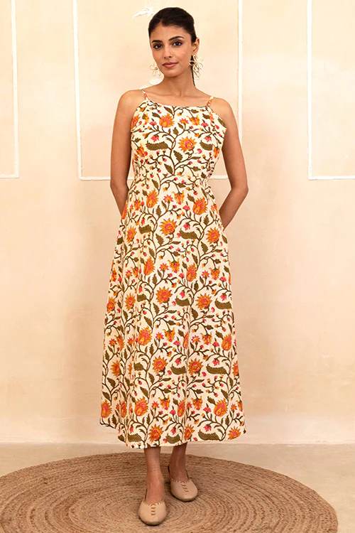 Shuddhi Cream Spaghetti Dress - Image 2