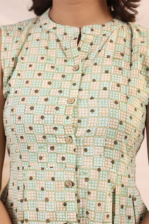 Shuddhi Green And Brown Shift Dress - Image 2