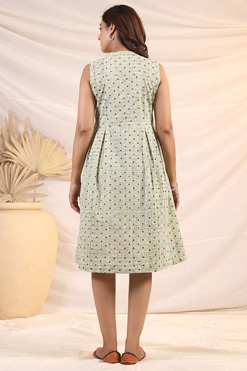 Shuddhi Green And Brown Shift Dress - Image 5