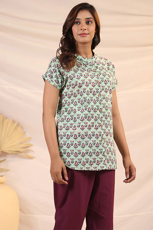 Shuddhi Green And Purple Shirt - Image 4