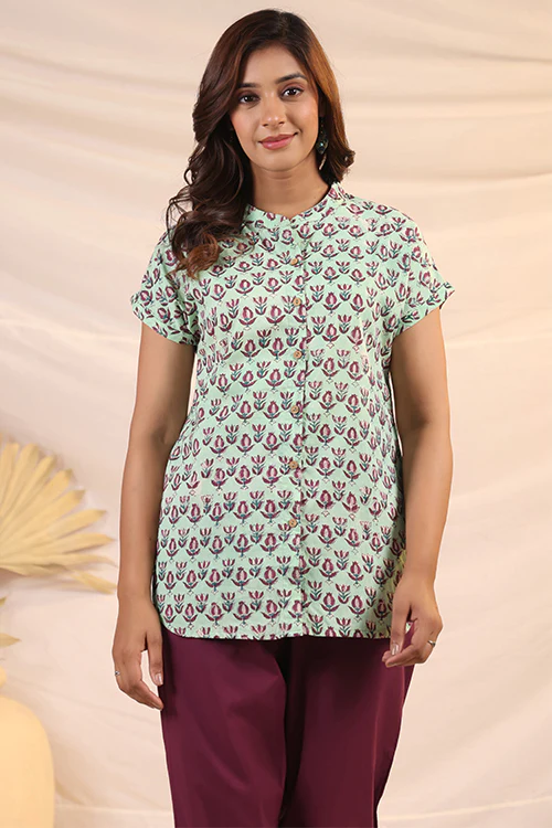 Shuddhi Green And Purple Shirt - Image 5