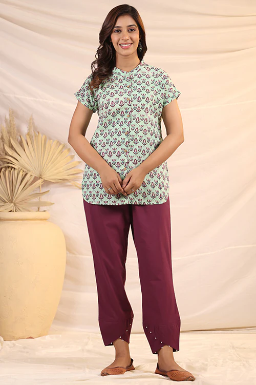 Shuddhi Green And Purple Shirt - Image 8