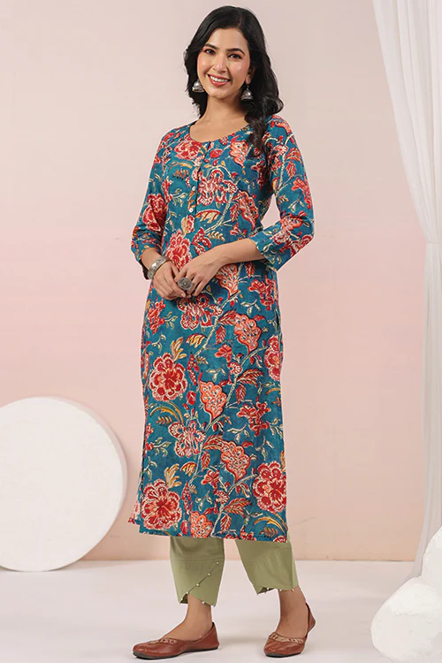 Shuddhi Green And Red Semi Aline - Image 6