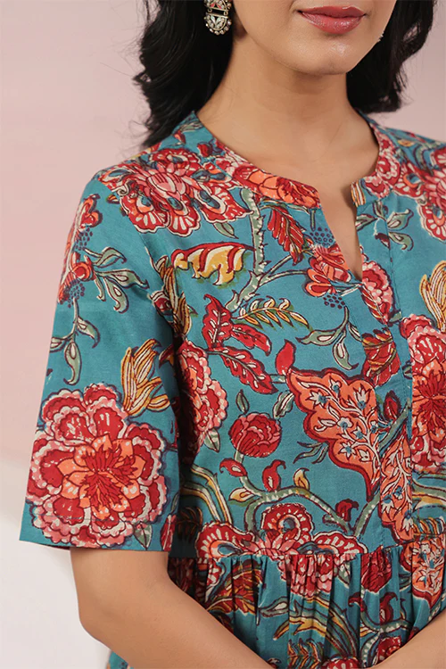 Shuddhi Green And Red Tier Dress - Image 3
