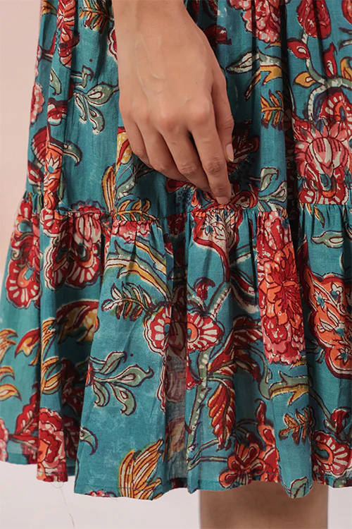Shuddhi Green And Red Tier Dress - Image 4