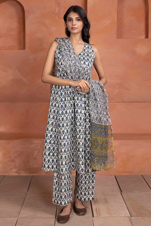 Shuddhi Indigo and Olive 3 Piece Set - Image 3
