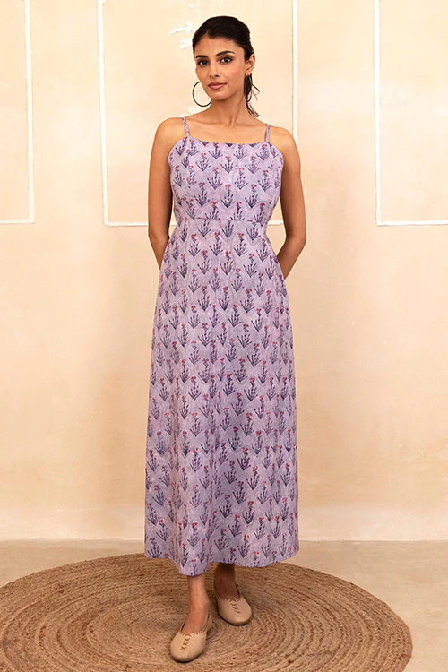 Shuddhi Lilac Spaghetti Dress - Image 2