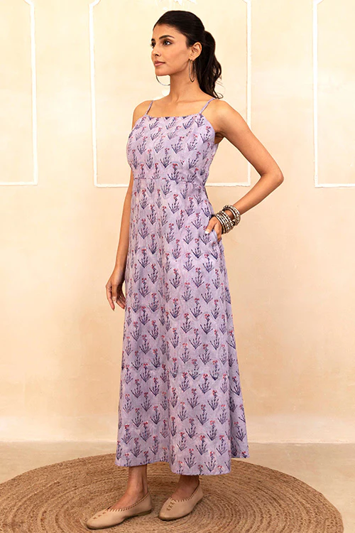 Shuddhi Lilac Spaghetti Dress - Image 3