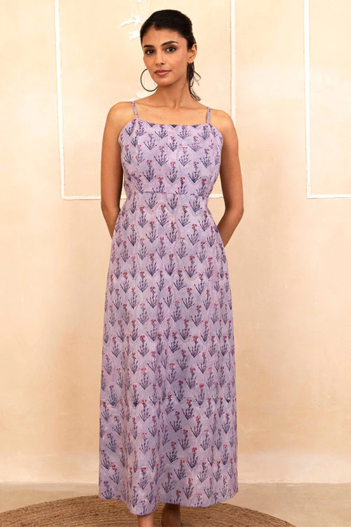 Shuddhi Lilac Spaghetti Dress - Image 5