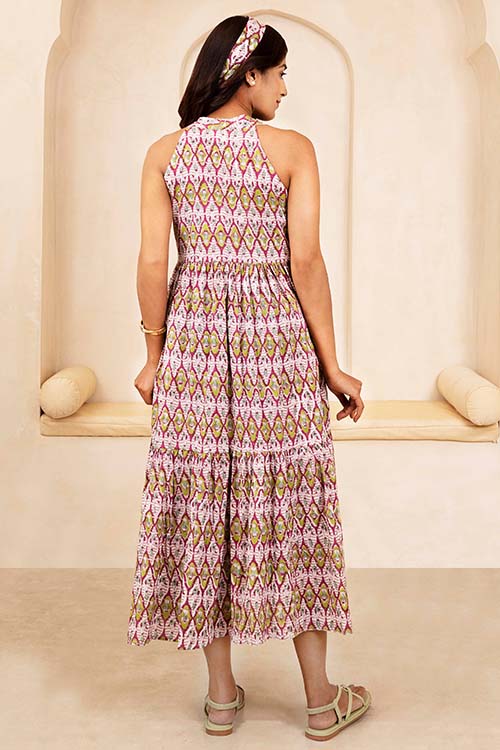 Shuddhi Maroon and Olive Halter Neck Dress - Image 4
