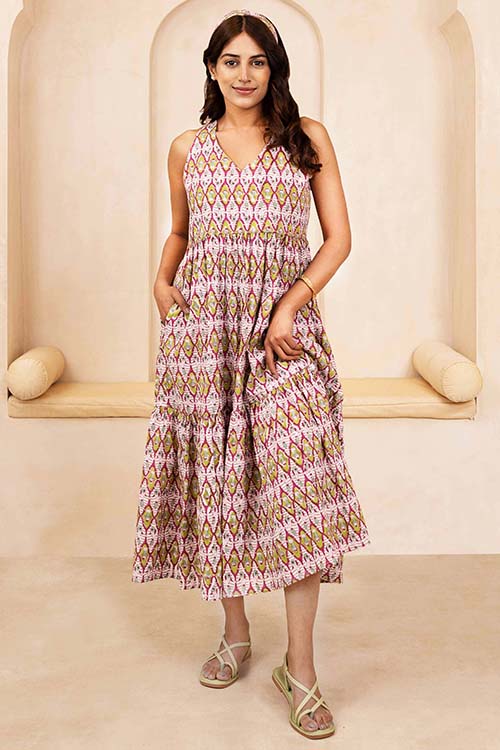 Shuddhi Maroon and Olive Halter Neck Dress - Image 5