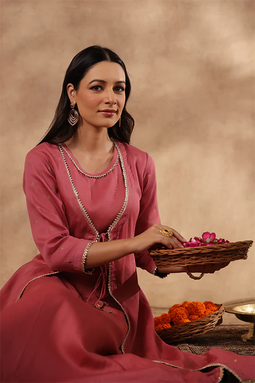 Shuddhi Mauve Double Dress - Image 7
