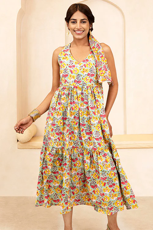 Shuddhi Mint Green Halter Neck Dress - Image 2