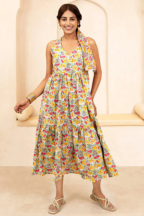 Shuddhi Mint Green Halter Neck Dress - Image 4