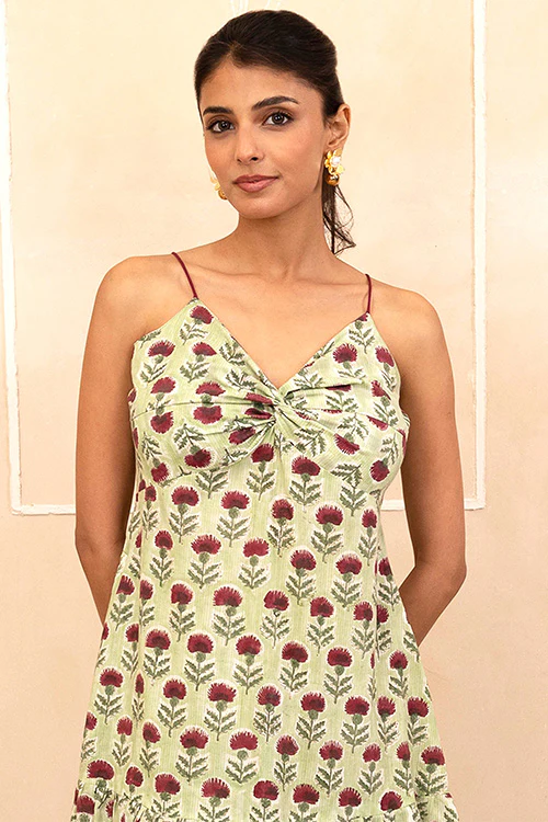 Shuddhi Mint Green Spaghetti Dress