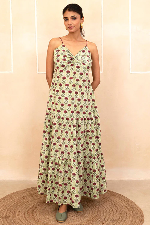 Shuddhi Mint Green Spaghetti Dress - Image 2