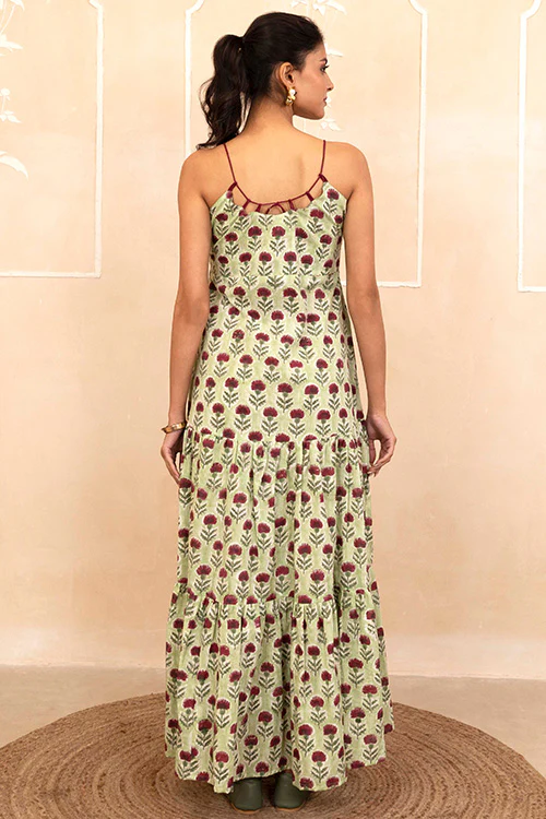 Shuddhi Mint Green Spaghetti Dress - Image 4