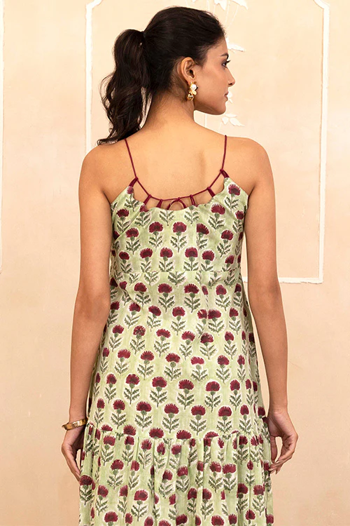 Shuddhi Mint Green Spaghetti Dress - Image 5