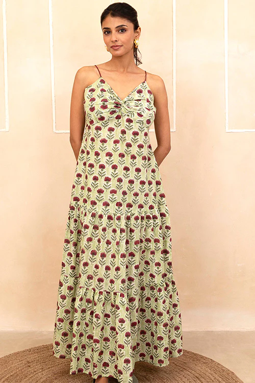 Shuddhi Mint Green Spaghetti Dress - Image 6