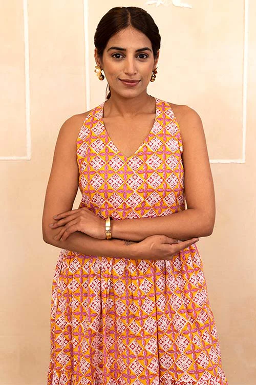 Shuddhi Mustard Halter Neck Dress - Image 2