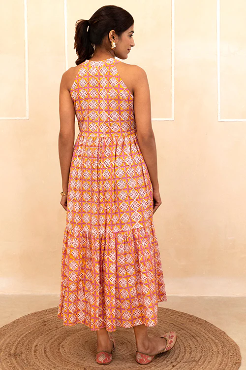 Shuddhi Mustard Halter Neck Dress - Image 4