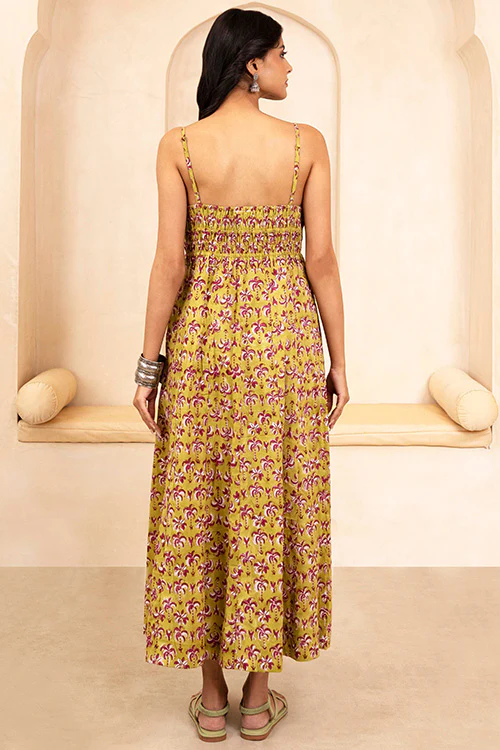 Shuddhi Olive Spaghetti Dress - Image 3