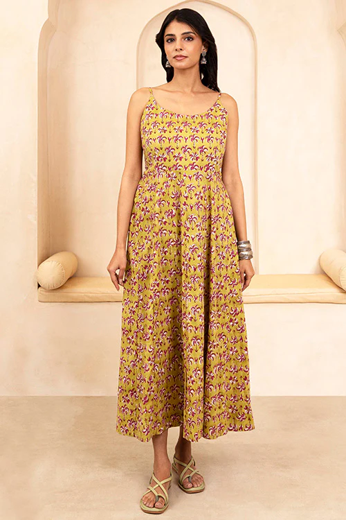 Shuddhi Olive Spaghetti Dress - Image 4