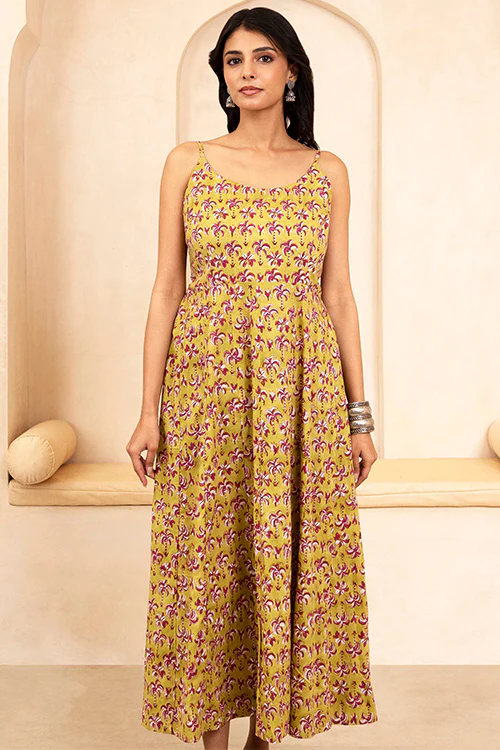 Shuddhi Olive Spaghetti Dress - Image 5