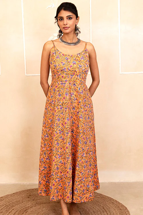 Shuddhi Orange Spaghetti Dress - Image 4