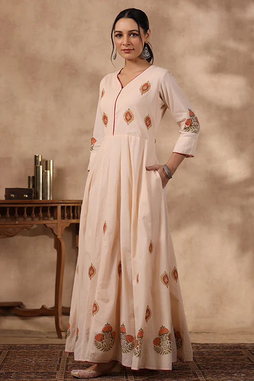 Shuddhi Peach And Orange Long Dress - Image 3