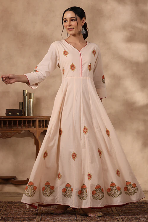 Shuddhi Peach And Orange Long Dress - Image 6