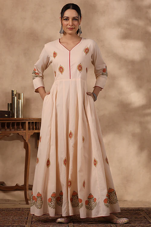 Shuddhi Peach And Orange Long Dress - Image 7