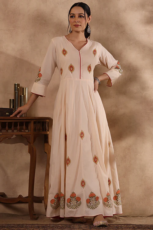 Shuddhi Peach And Orange Long Dress - Image 8