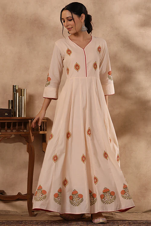 Shuddhi Peach And Orange Long Dress - Image 9