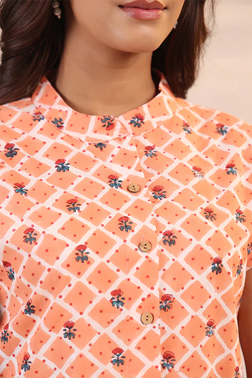 Shuddhi Peach And White Shirt - Image 2