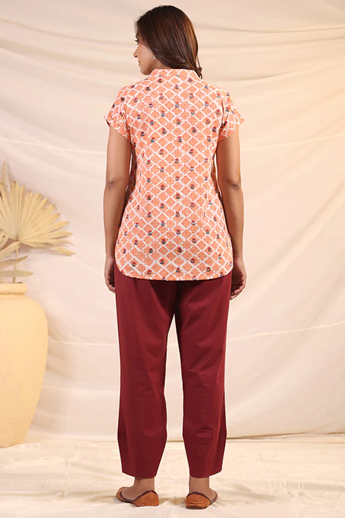 Shuddhi Peach And White Shirt - Image 5