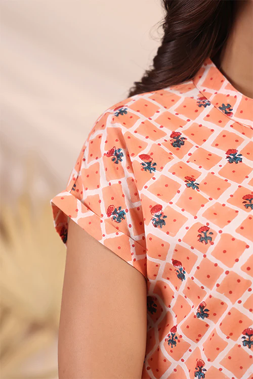 Shuddhi Peach And White Shirt - Image 7