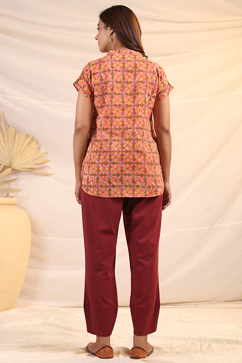 Shuddhi Peach And Yellow Shirt - Image 5