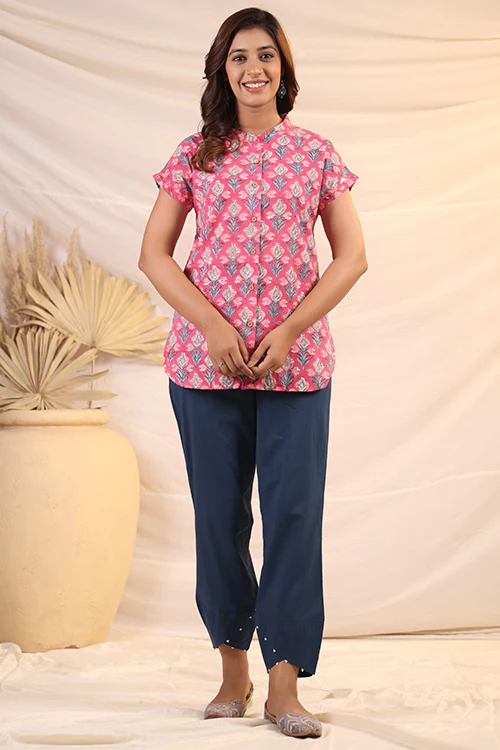 Shuddhi Pink And Green Shirt - Image 5